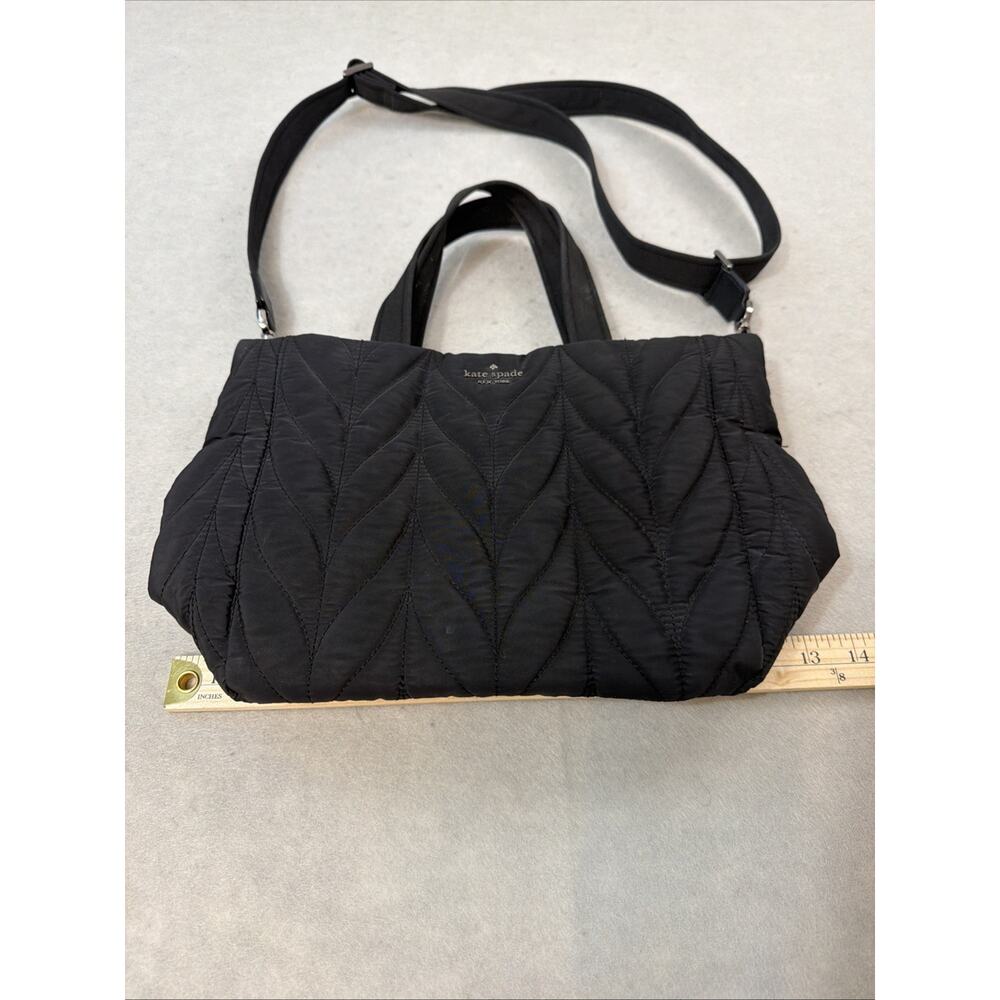 KATE SPADE New York Ellie Black Nylon Quilted Small Tote Handbag Crossbody - Picture 2 of 7